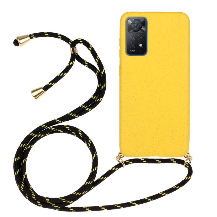 

For Xiaomi Redmi Note 11 Pro International Edition Wheat Straw Material + TPU Protective Case with Lanyard(Yellow)