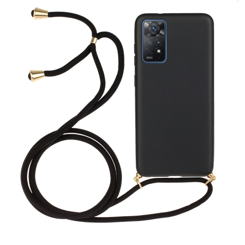 

For Xiaomi Redmi Note 11 Pro International Edition Wheat Straw Material + TPU Protective Case with Lanyard(Black)
