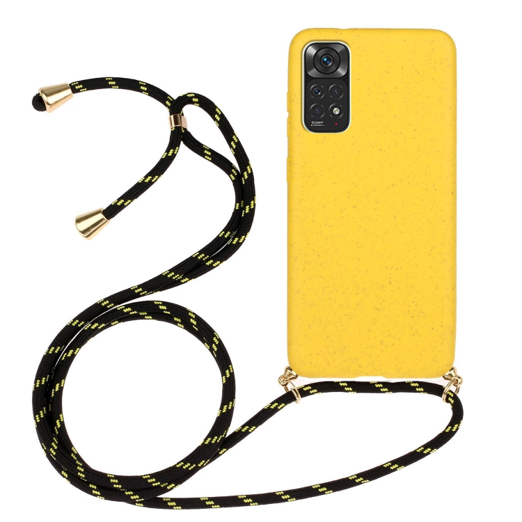 

For Xiaomi Redmi Note 11 International Edition Wheat Straw Material + TPU Protective Case with Lanyard(Yellow)