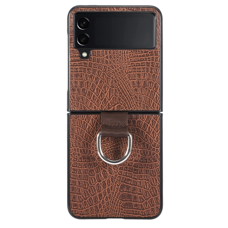

For Samsung Galaxy Z Flip4 Leather Shockproof Phone Case(Brown)