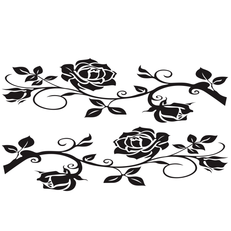 

2 PCS/Set D-545 Rose Pattern Car Modified Decorative Sticker(Black)