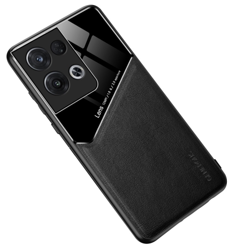 

For OPPO Reno8 All-inclusive Leather + Organic Glass Phone Case(Black)