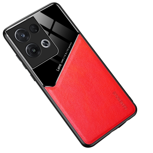 

For OPPO Reno8 Pro All-inclusive Leather + Organic Glass Phone Case(Red)