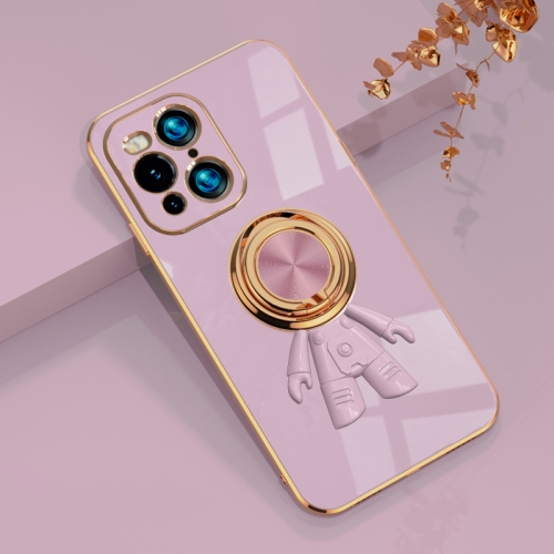 

For OPPO Find X3 6D Plating Astronaut Ring Kickstand Phone Case(Light Purple)