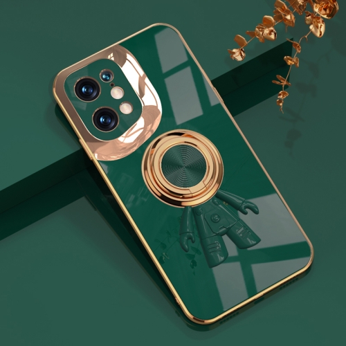 

For OPPO Find X5 6D Plating Astronaut Ring Kickstand Phone Case(Night Green)