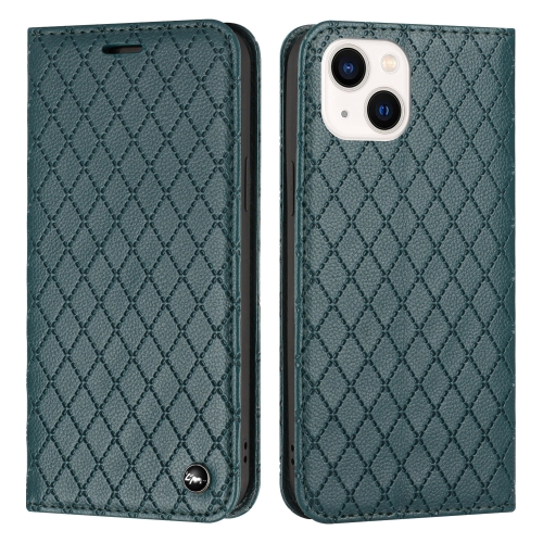 

For iPhone 14 S11 RFID Diamond Lattice Flip Leather Phone Case (Green)