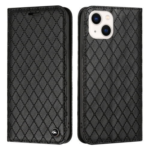 

For iPhone 14 S11 RFID Diamond Lattice Flip Leather Phone Case (Black)