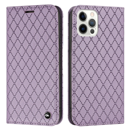 

S11 RFID Diamond Lattice Flip Leather Phone Case For iPhone 12 / 12 Pro(Purple)