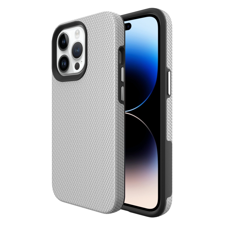 

For iPhone 14 Pro Triangle Armor Texture Phone Case(Silver)