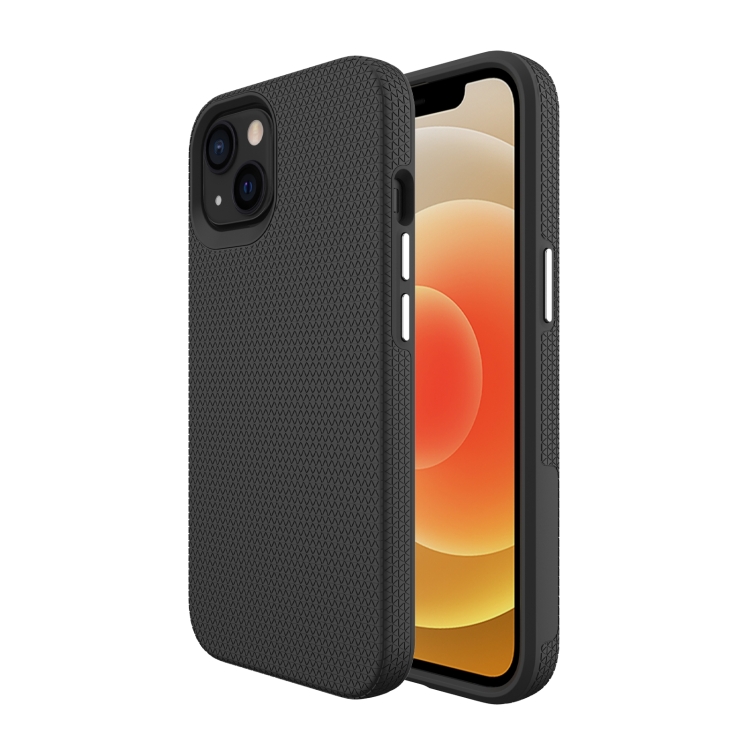

For iPhone 14 Plus Triangle Armor Texture Phone Case (Black)