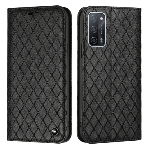 

For OPPO A55 5G / A16 S11 RFID Diamond Lattice Flip Leather Phone Case(Black)