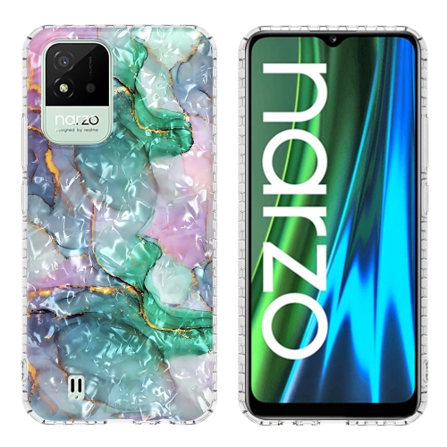 

For Realme C20 / C21A / C11 2021 / Narzo 50i 2.0mm Airbag Shockproof TPU Phone Case(Ink Green Marble)