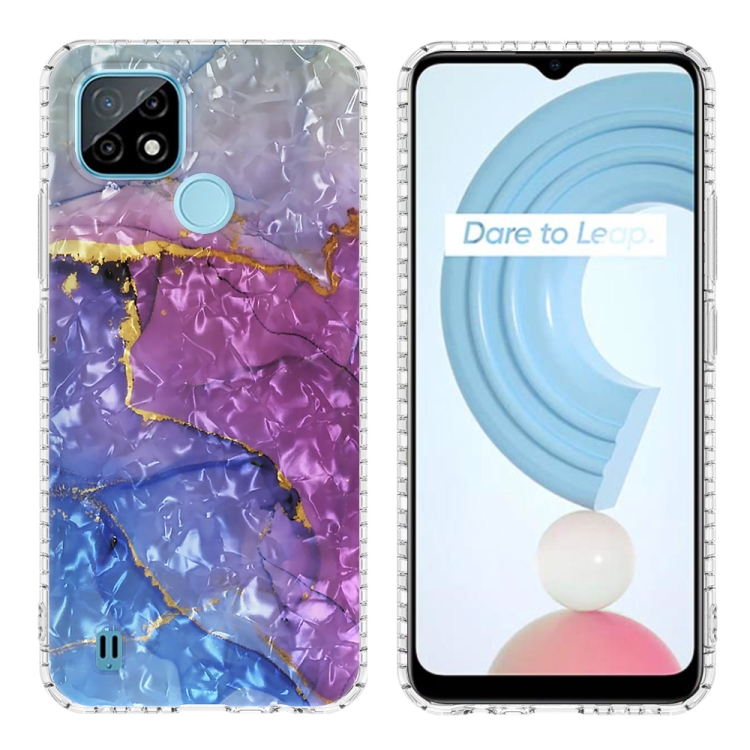 

For Realme C21 2.0mm Airbag Shockproof TPU Phone Case(Blue Purple Marble)