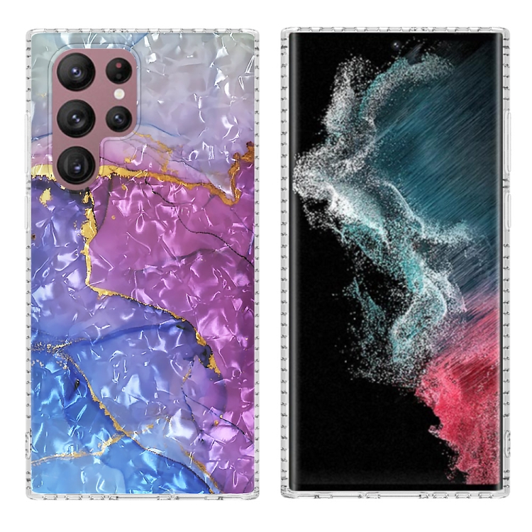 

For Samsung Galaxy S22 Ultra 5G 2.0mm Airbag Shockproof TPU Phone Case(Blue Purple Marble)