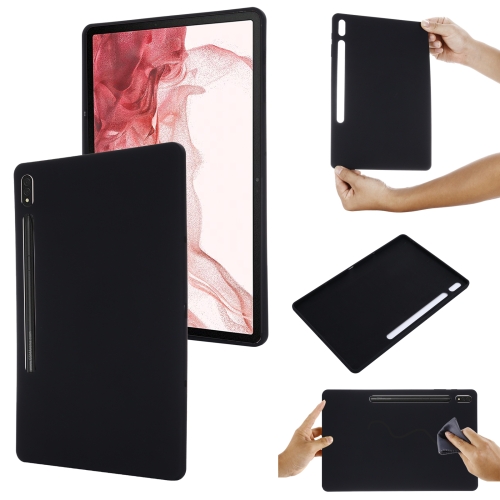 

For Samsung Galaxy Tab S8+/Tab S7+/Tab S7 FE Pure Color Liquid Silicone Shockproof Full Coverage Tablet Case(Black)