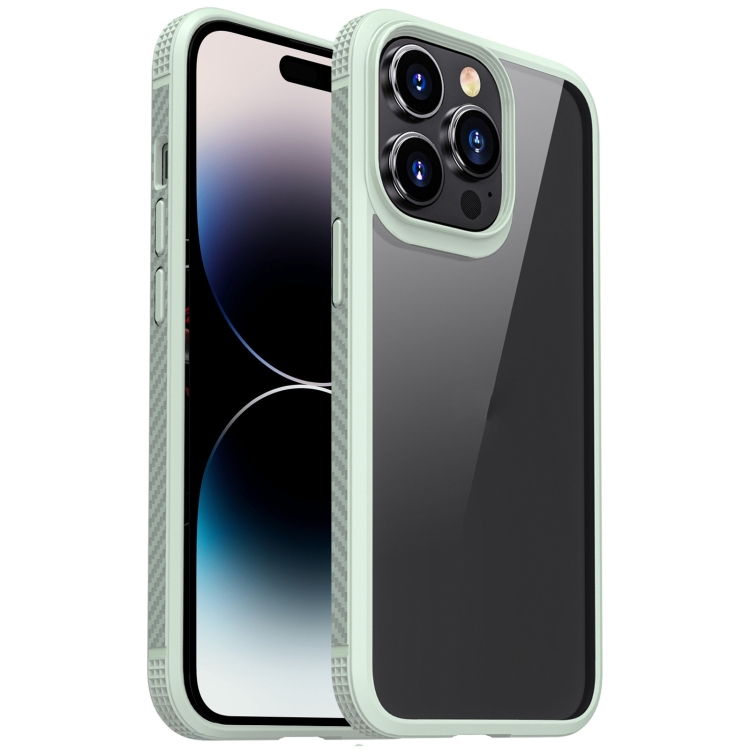 

For iPhone 14 Pro Max Carbon Fiber Four-corner Airbag Shockproof Case (Green)