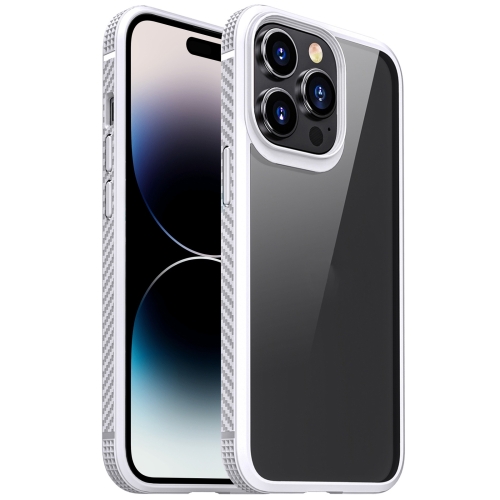 

For iPhone 14 Pro Max Carbon Fiber Four-corner Airbag Shockproof Case (White)