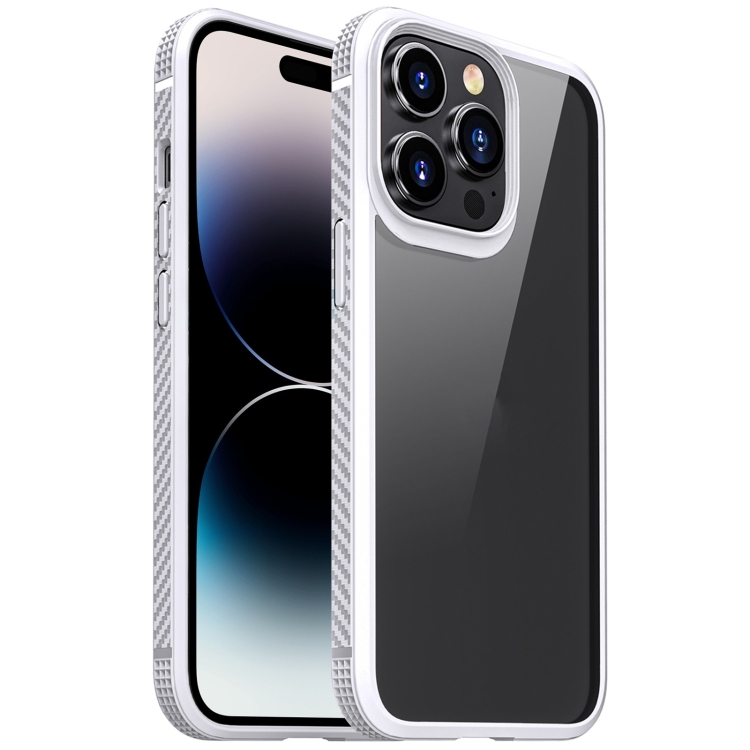 

For iPhone 14 Pro Carbon Fiber Four-corner Airbag Shockproof Case(White)