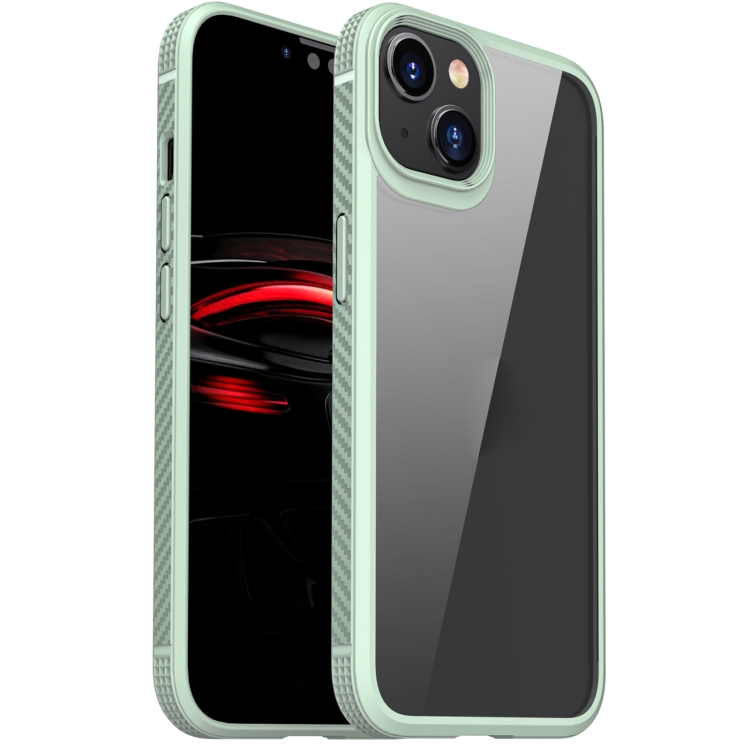 

For iPhone 14 Plus Carbon Fiber Four-corner Airbag Shockproof Case (Green)