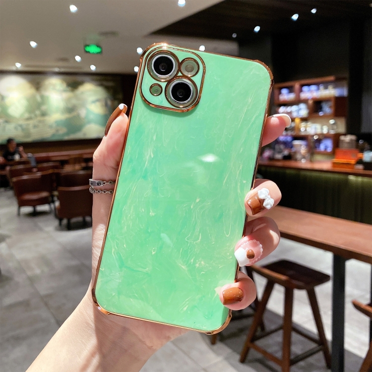 

For iPhone 14 Pro Max Marble Texture Electroplating Phone Case (Green)