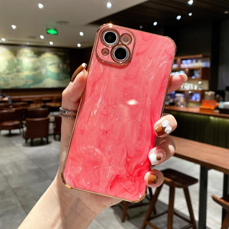

Marble Texture Electroplating Phone Case For iPhone 14 Pro(Red)