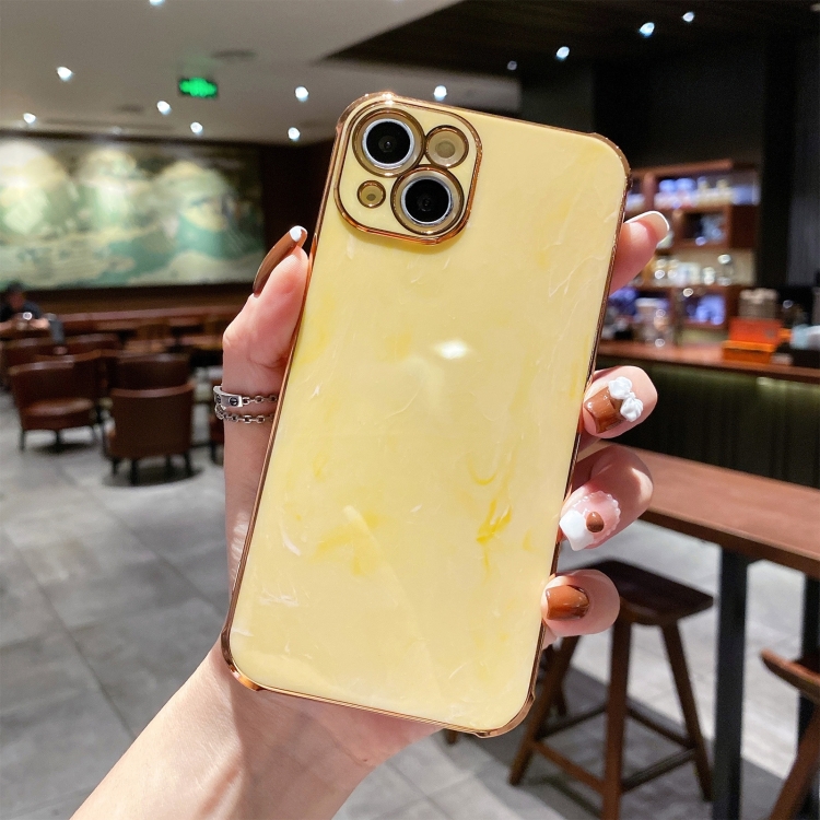 

Marble Texture Electroplating Phone Case For iPhone 14 Max(Yellow)