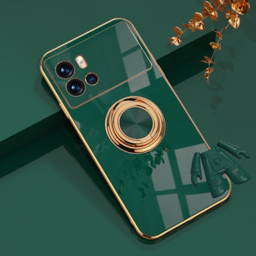 

For vivo iQOO 9 Pro 6D Plating Astronaut Ring Kickstand Phone Case(Night Green)