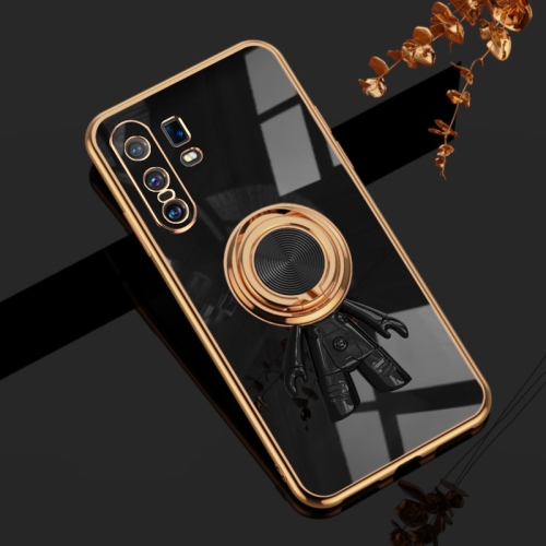 

For vivo X30 Pro 6D Plating Astronaut Ring Kickstand Phone Case(Black)