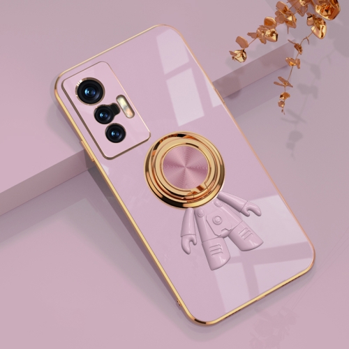 

For vivo X70 Pro 6D Plating Astronaut Ring Kickstand Phone Case(Light Purple)