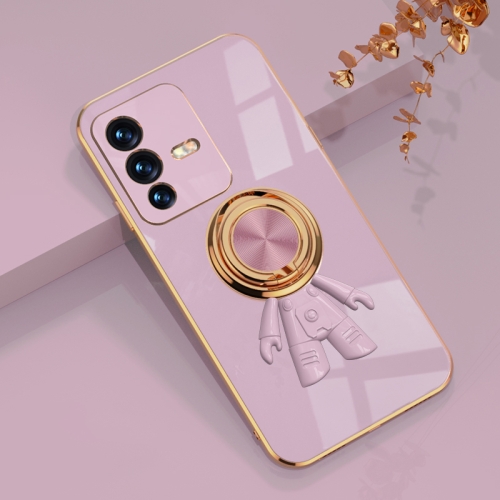 

For vivo S12 6D Plating Astronaut Ring Kickstand Phone Case(Light Purple)