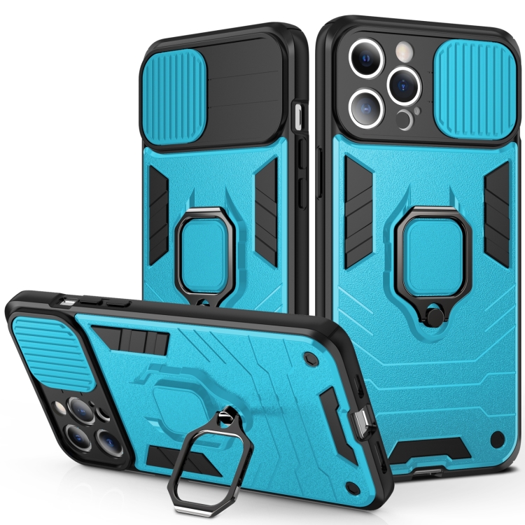 

Sliding Camera Cover Design TPU + PC Phone Case For iPhone 14 Pro(Sky Blue)