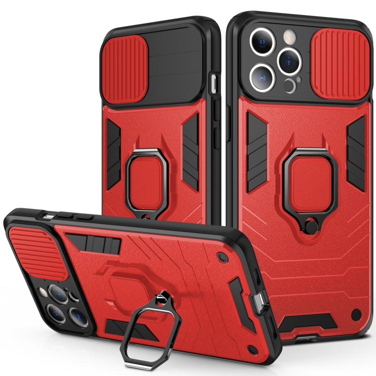 

Sliding Camera Cover Design TPU + PC Phone Case For iPhone 14 Max(Red)