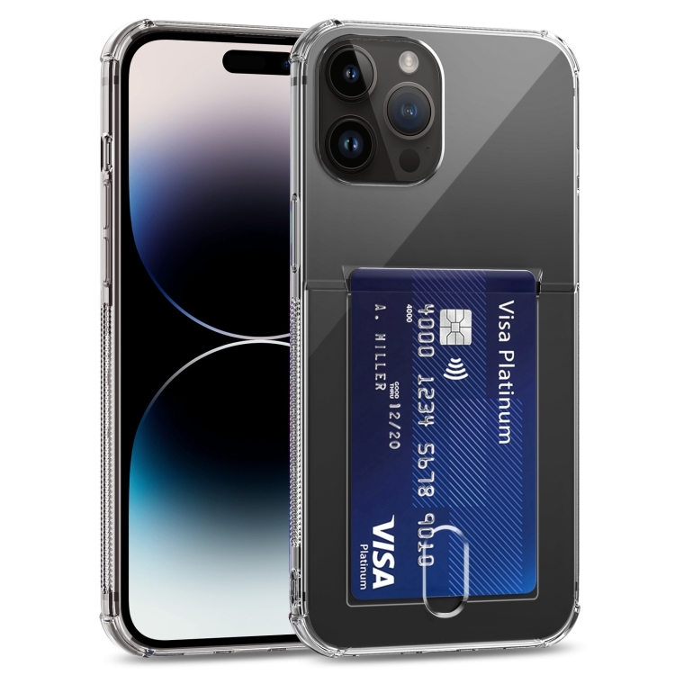 

For iPhone 14 Pro Max Transparent TPU Phone Case with Card Slots