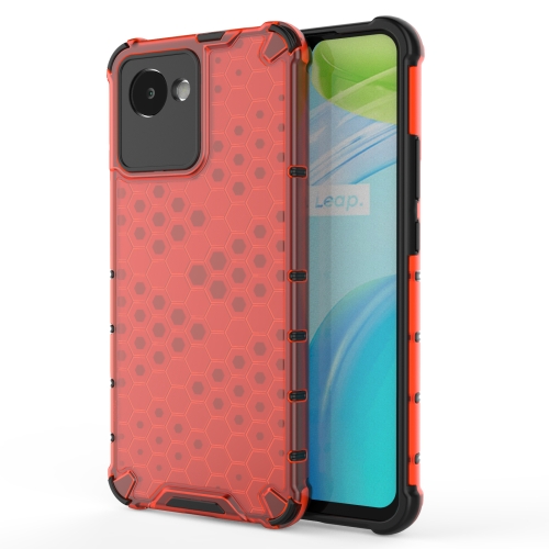 

For OPPO Realme C30 Shockproof Honeycomb PC + TPU Protective Case(Red)
