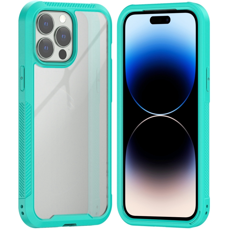 

2 in 1 TPU + PC Full Coverage Phone Case For iPhone 14 Pro(Light Blue)