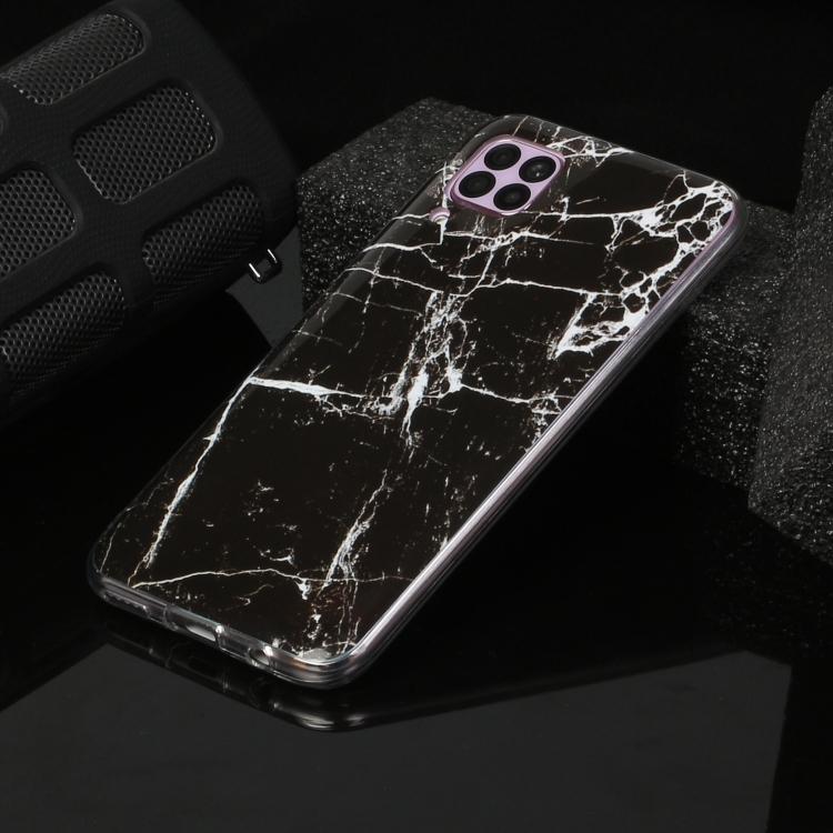 

For Huawei P40 lite Marble Pattern Soft TPU Protective Case(Black)