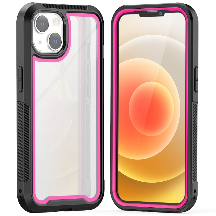 

Colorful Border TPU + PC Full Coverage Phone Case For iPhone 14(Rose Red)