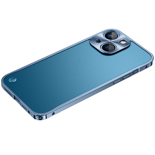 

For iPhone 14 Metal Frame Frosted PC Shockproof Phone Case (Ocean Blue)