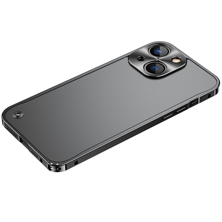 

Metal Frame Frosted PC Shockproof Phone Case For iPhone 14 Max(Black)