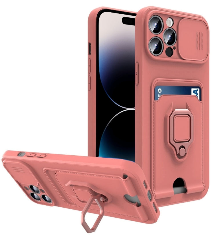 

Sliding Camera Cover Design TPU Phone Case For iPhone 14 Pro Max(Pink)