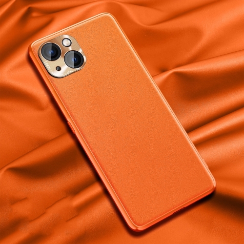 

For iPhone 14 Plus Silicone Pure Skin Leather Phone Case (Orange)
