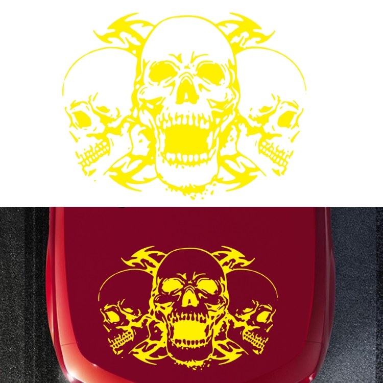 

D-923 Three Skulls Pattern Car Modified Decorative Sticker(Yellow)
