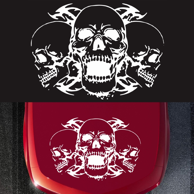 

D-923 Three Skulls Pattern Car Modified Decorative Sticker(White)