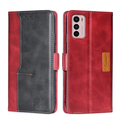 

For Motorola Moto G42 4G Contrast Color Side Buckle Leather Phone Case(Red + Black)