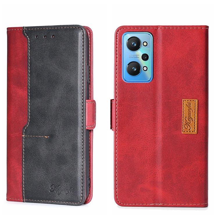 

For OPPO Realme GT Neo2 5G Contrast Color Side Buckle Leather Phone Case(Red + Black)