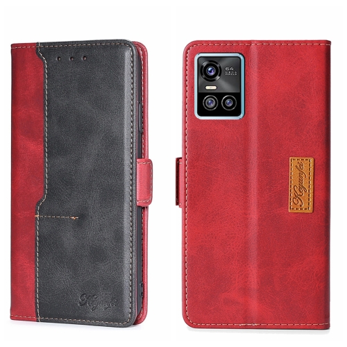 

For vivo S10/S10 Pro Contrast Color Side Buckle Leather Phone Case(Red + Black)