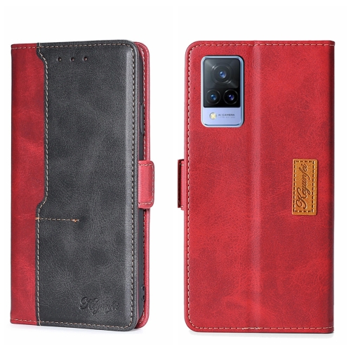 

For vivo V21 4G/V21 5G Contrast Color Side Buckle Leather Phone Case(Red + Black)