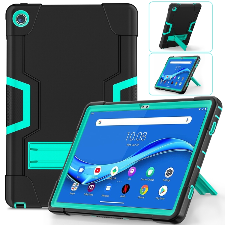 

For Lenovo Tab M10 Plus 10.6 3rd Gen 2022 Contrast Color Robot Shockproof Silicone + PC Tablet Case(Black Green)