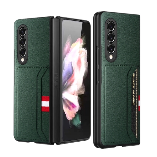 

For Samsung Galaxy Z Fold4 Litchi Texture Soft Micorofiber Folding Phone Case(Green)