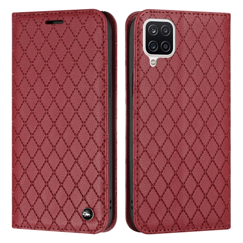 

For Samsung Galaxy A12 / M12 S11 RFID Diamond Lattice Flip Leather Phone Case(Red)